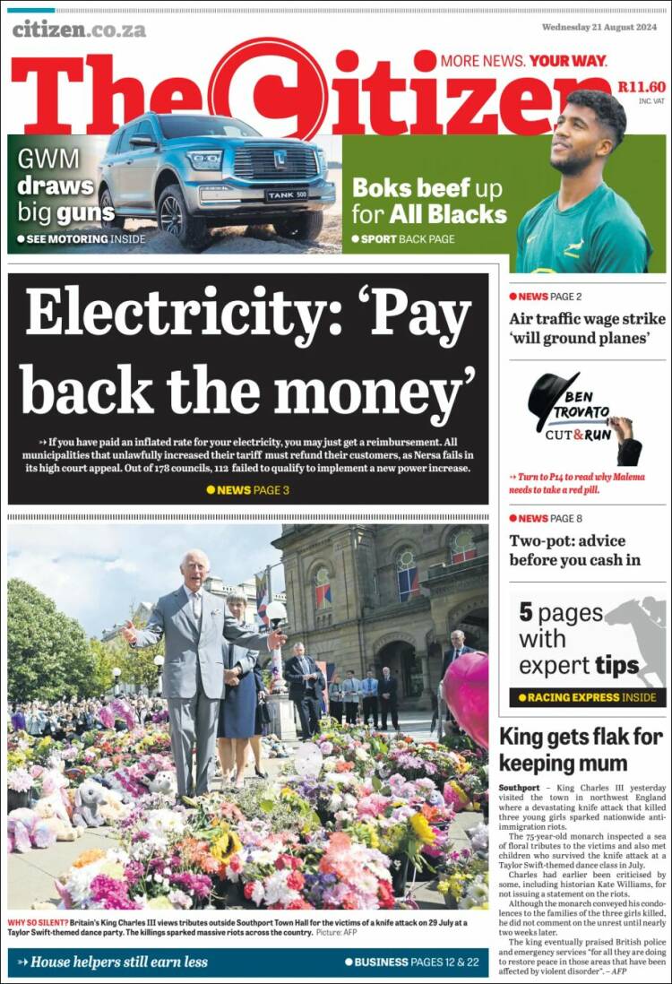 Portada de The Citizen (Sud&aacute;frica)