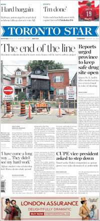 Portada de The Toronto Star (Canadá)