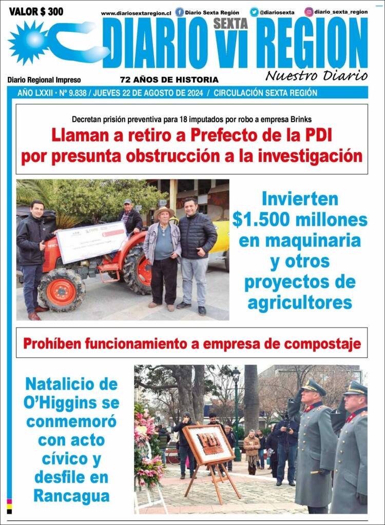 Portada de Diario VI Región (Chile)