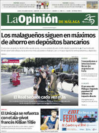 Portada de La Opinión de Málaga (España)