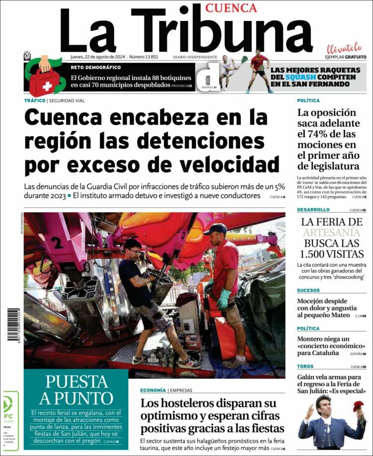 Portada de La Tribuna de Cuenca (España)