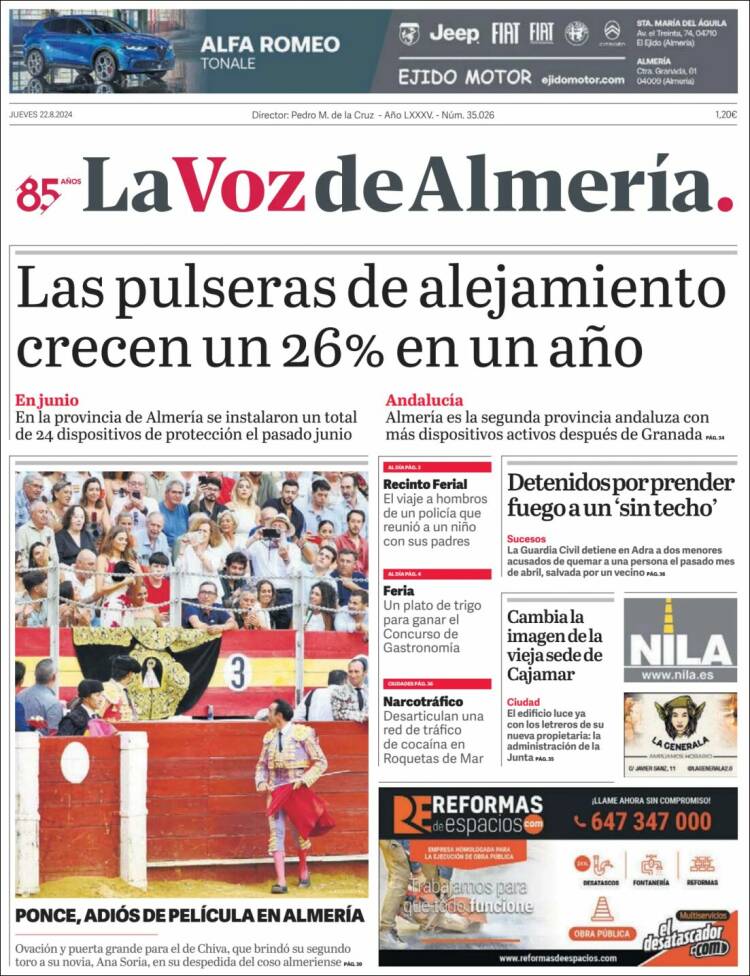 Portada de La Voz de Almería (España)