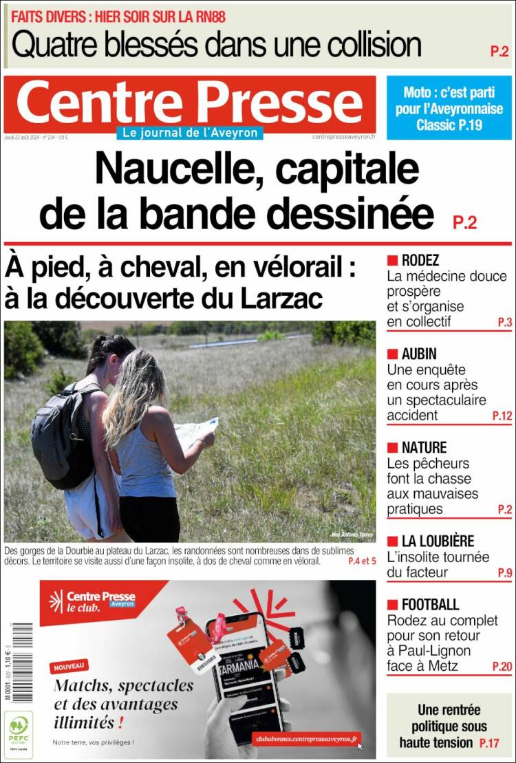 Portada de Centre Presse (Francia)