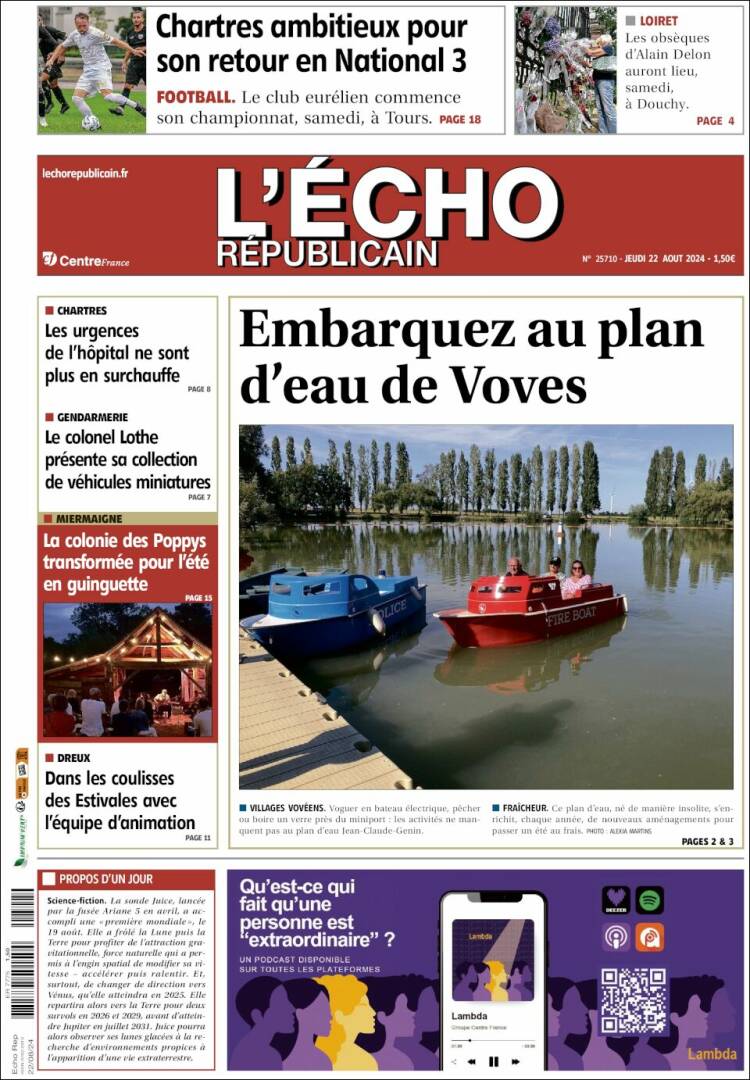 Portada de L'Echo Républicain (Francia)