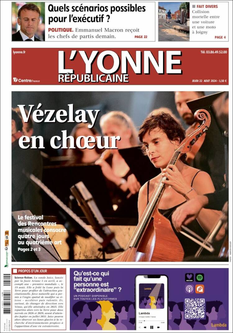 Portada de L'Yonne-Républicaine (Francia)