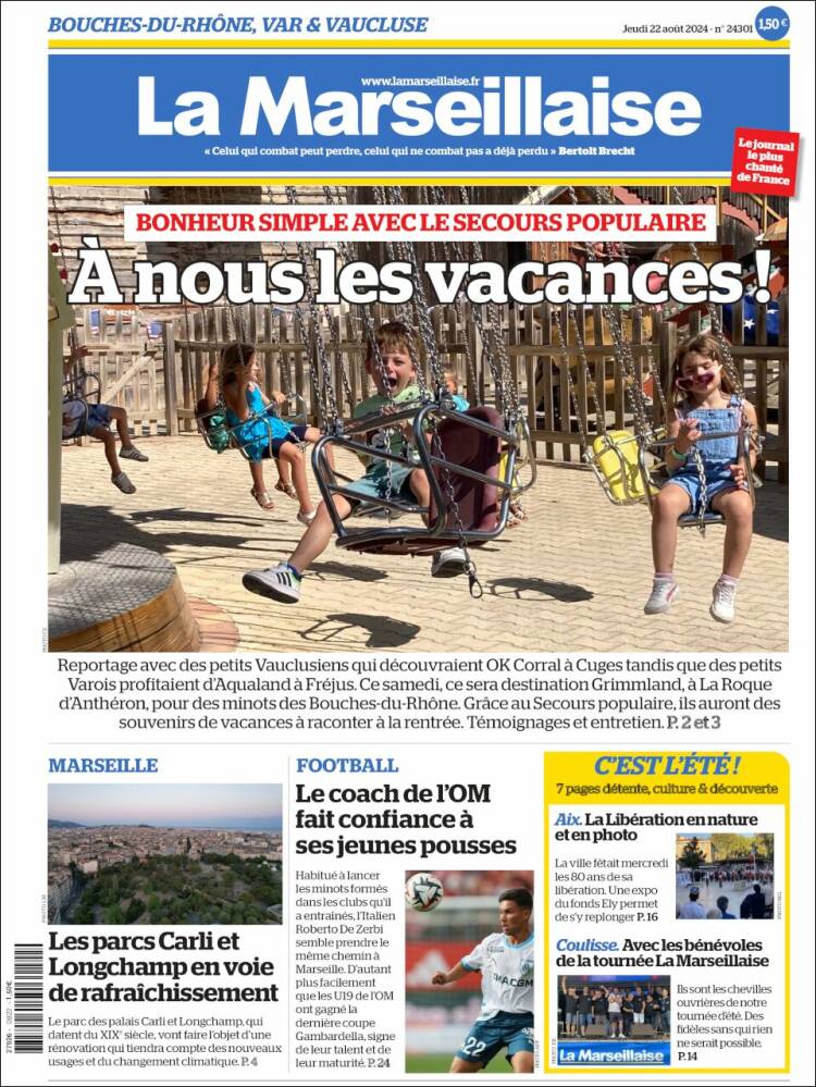 Portada de La Marseillaise (Francia)