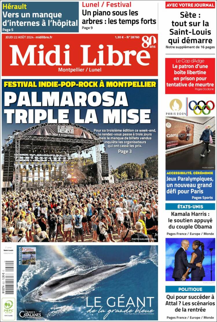 Portada de Midi Libre (Francia)