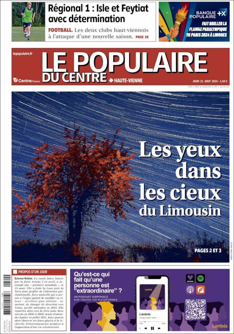 Portada de Le Populaire du Centre (Francia)