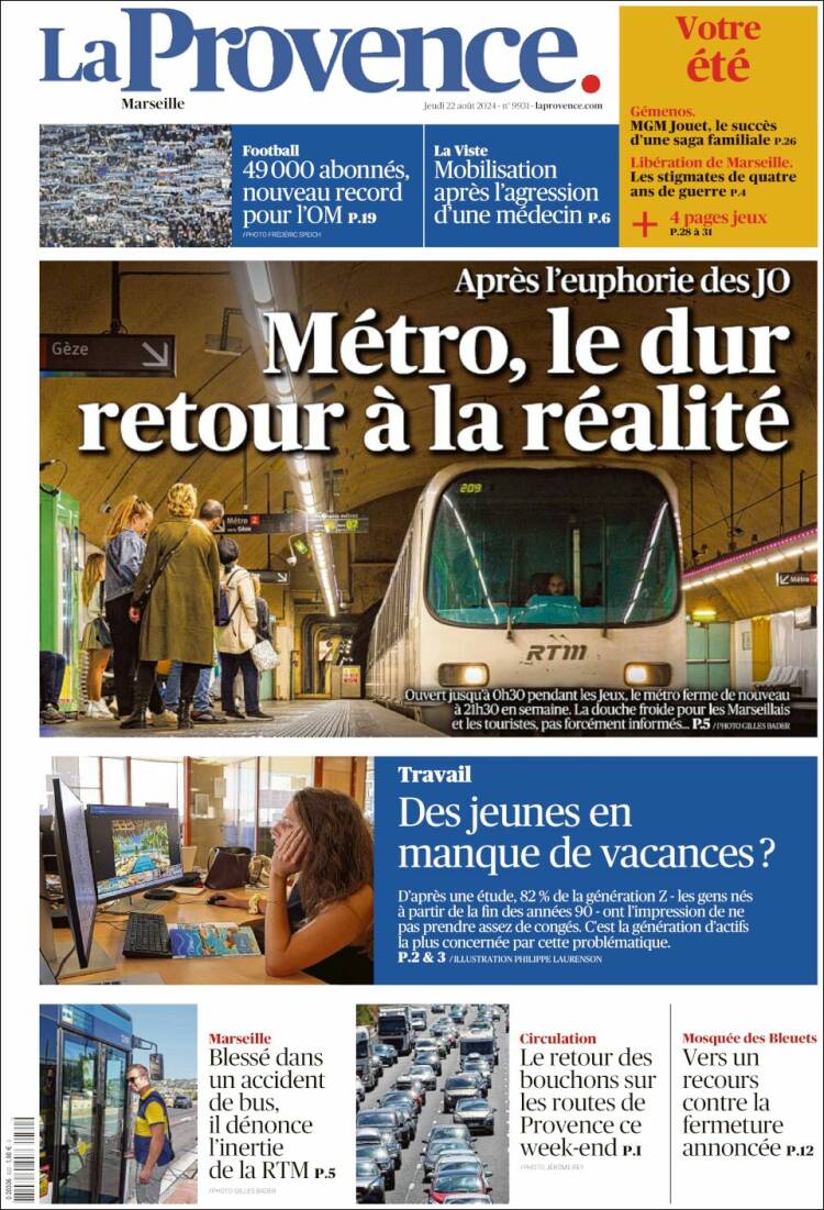 Portada de La Provence (Francia)