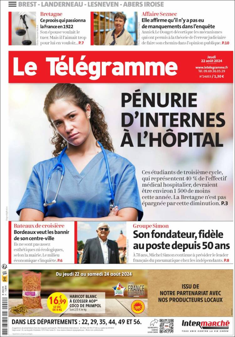 Portada de Télégramme (Francia)