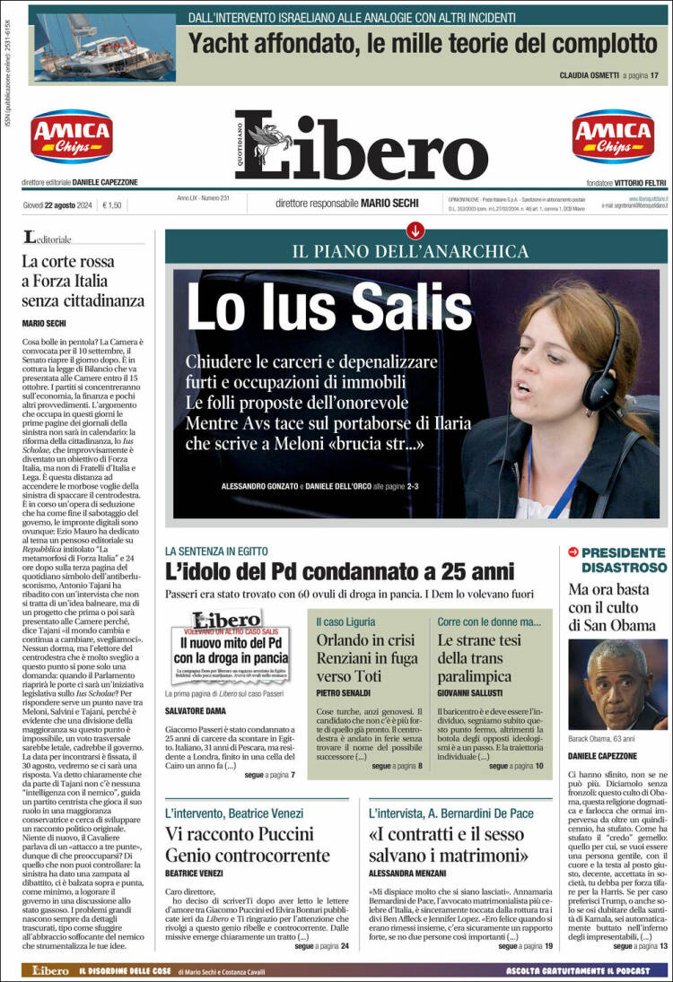 Portada de Libero (Italia)