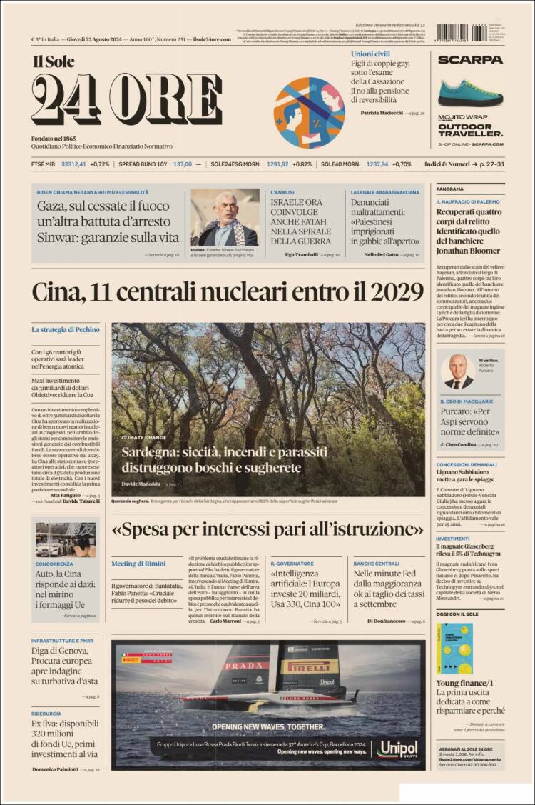 Portada de Il Sole 24 ORE (Italie)