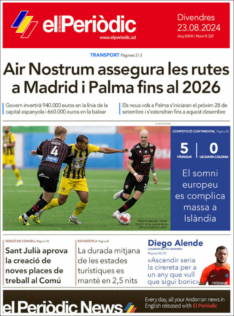 Portada de El Periòdic d'Andorra (Andorra)