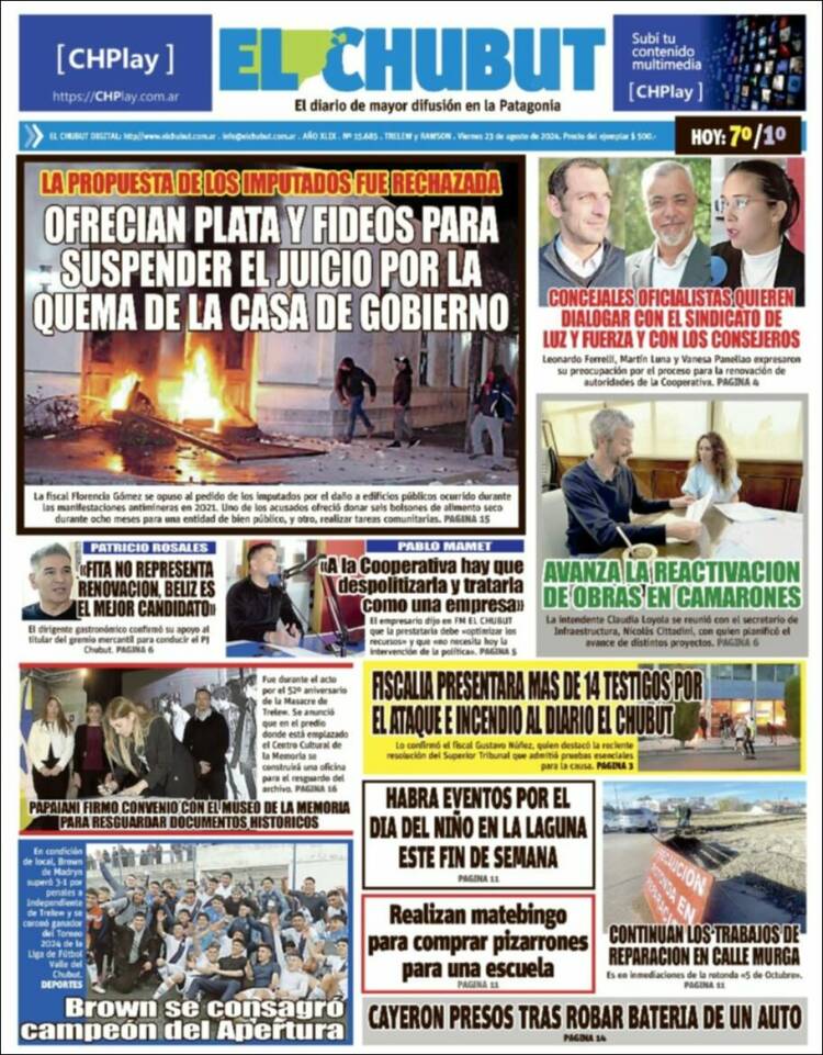 Portada de El Chubut (Argentina)