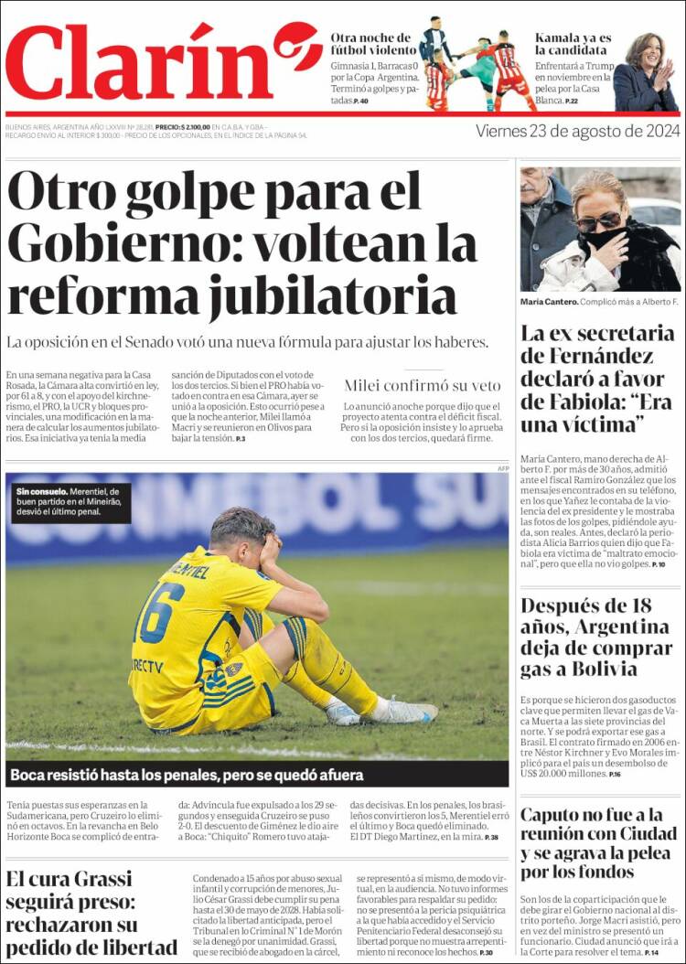 Portada de Clarín (Argentina)