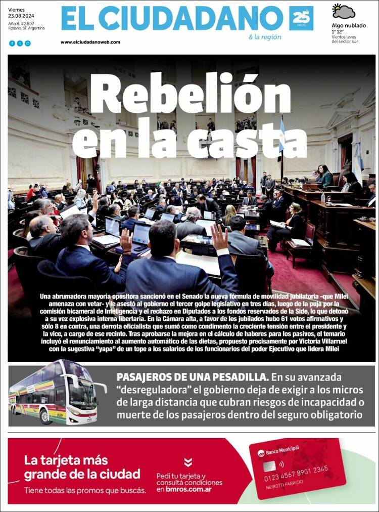 Portada de Diario El Ciudadano (Argentina)