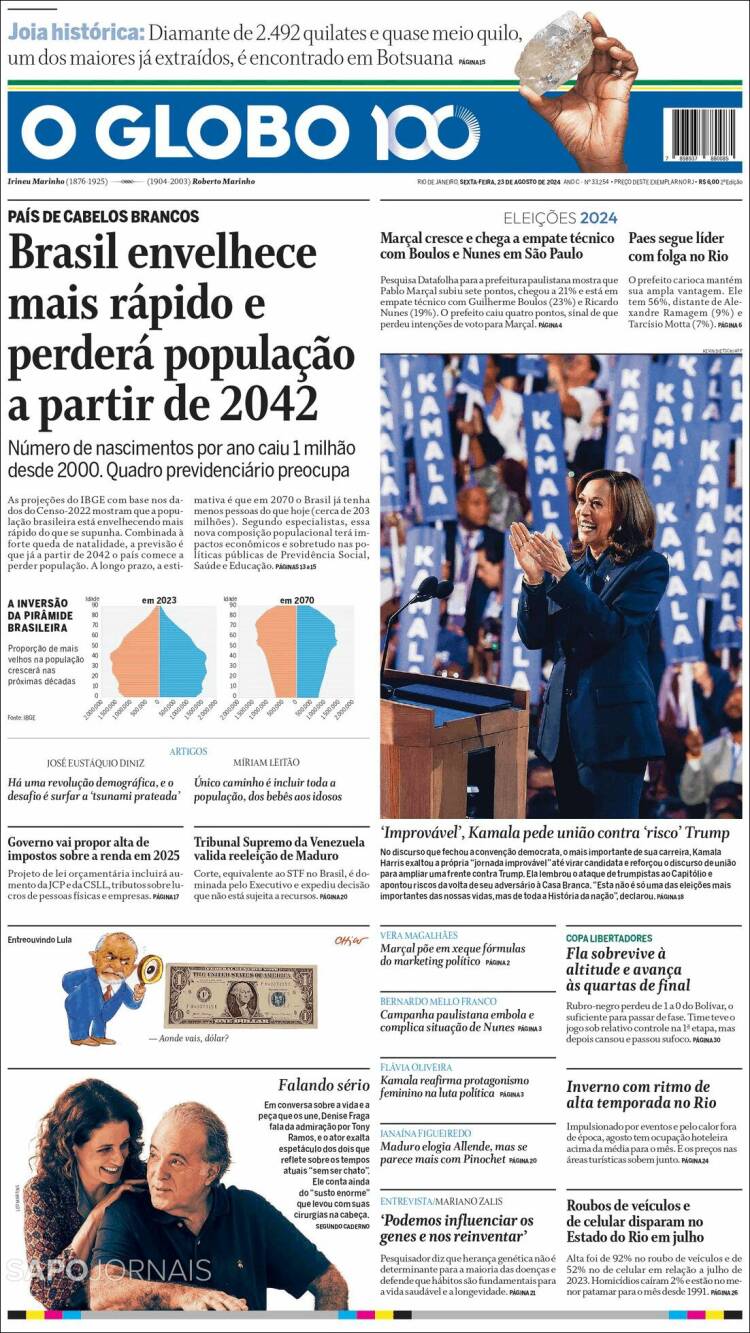 Portada de O Globo (Brasil)