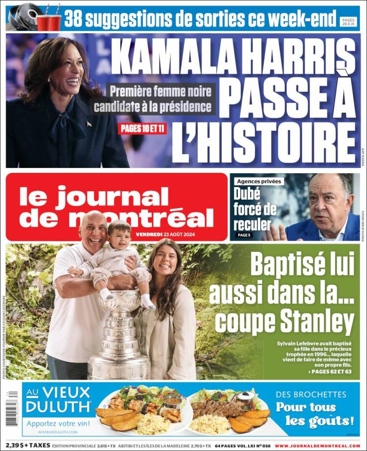 Portada de Le Journal de Montréal (Canad&aacute;)