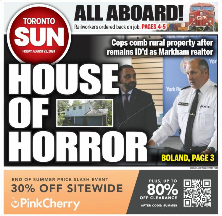 Portada de The Toronto Sun (Canad&aacute;)