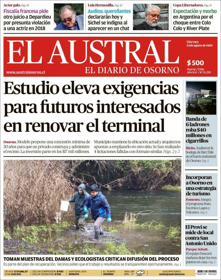 Portada de El Austral de Osorno (Chile)