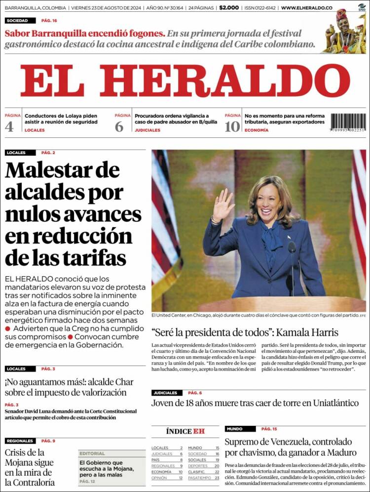 Portada de El Heraldo (Colombia)