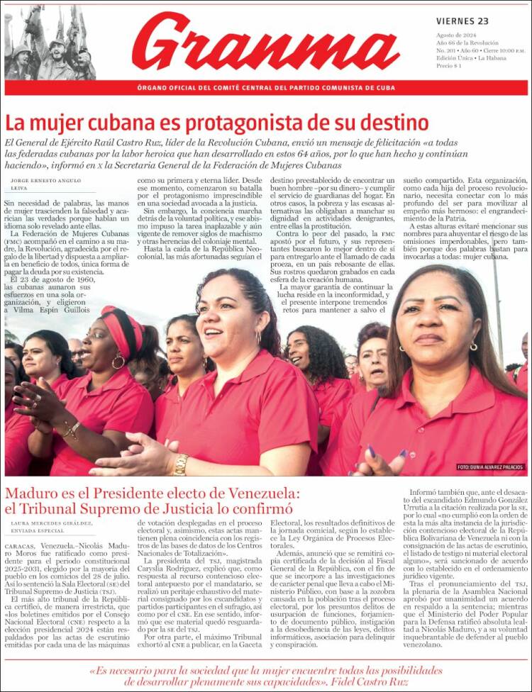 Portada de Granma (Cuba)