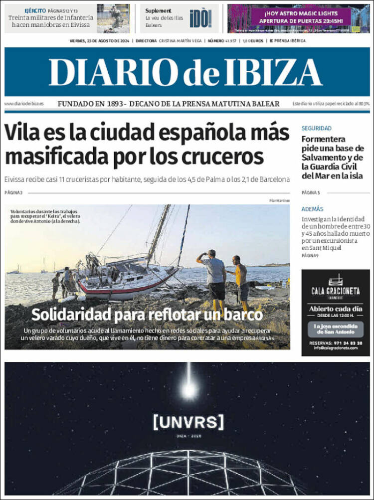 Portada de Diario de Ibiza (Espa&ntilde;a)