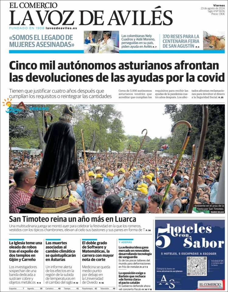 Portada de El Comercio - Avilés (Espa&ntilde;a)