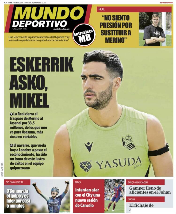 Portada de Mundo Deportivo Gipuzkoa (Espa&ntilde;a)
