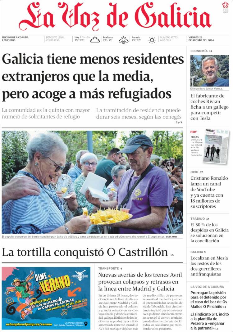 Portada de La Voz de Galicia (Espa&ntilde;a)