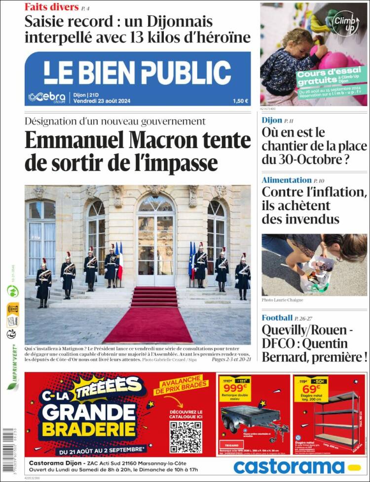 Portada de Le Bien Public (Francia)