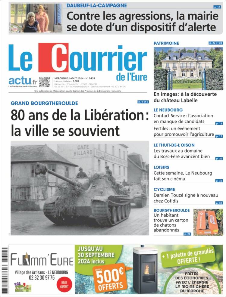 Portada de Le Courrier de l'Ouest (Francia)