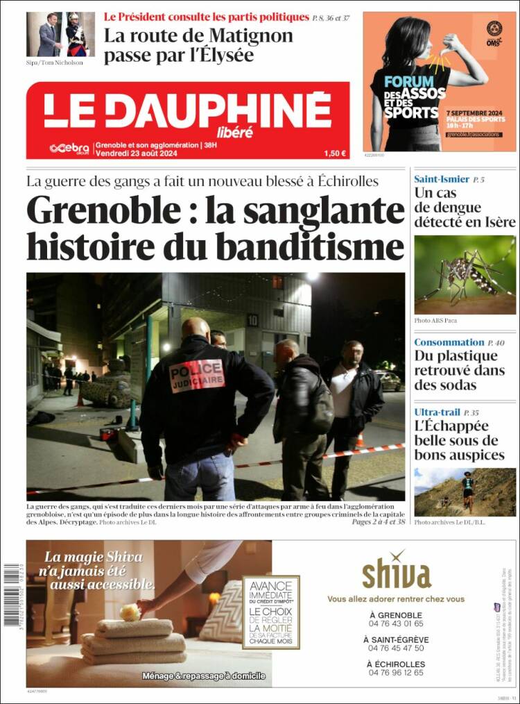 Portada de Le Dauphiné Libéré (Francia)