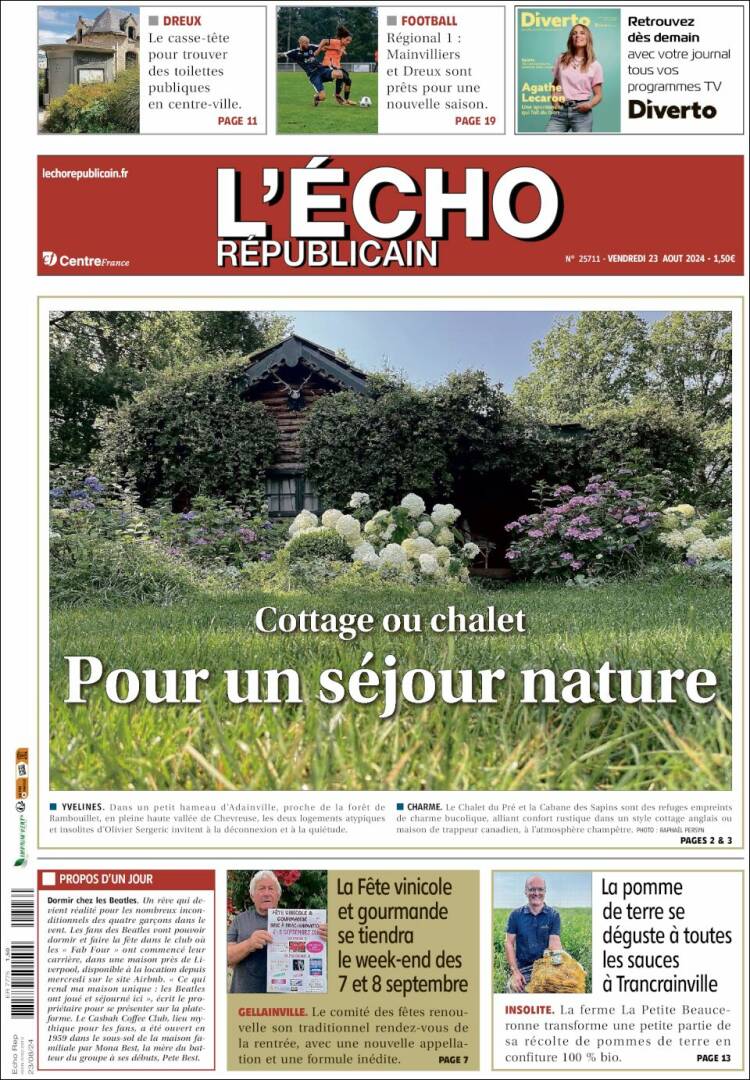 Portada de L'Echo Républicain (Francia)