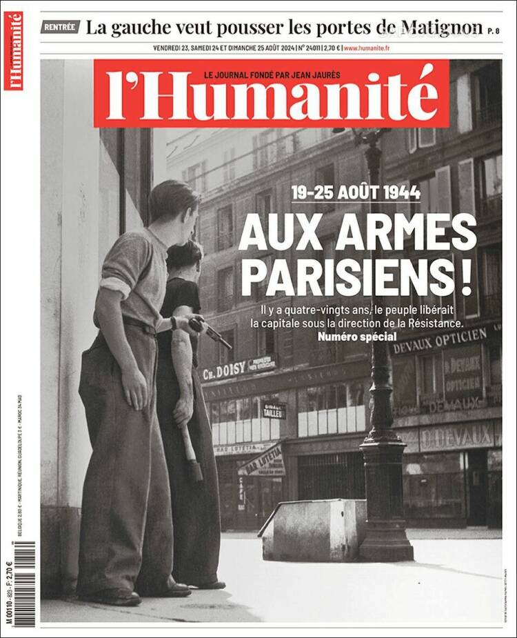 Portada de l'Humanite (Francia)