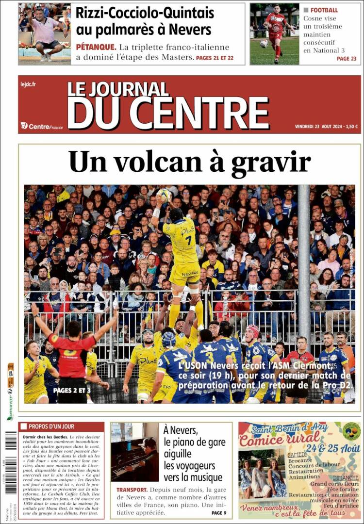 Portada de Le Journal du Centre (Francia)
