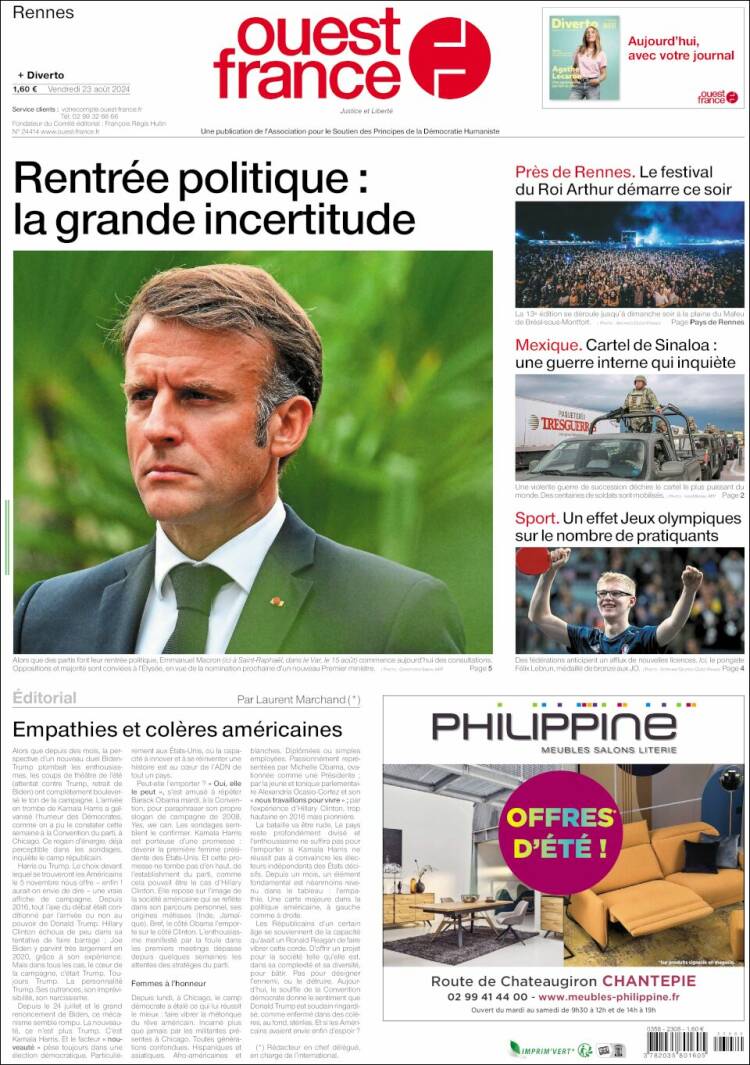 Portada de Ouest France (Francia)