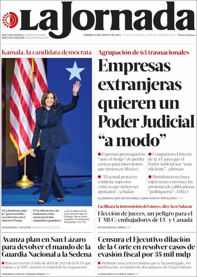 Portada de La Jornada (M&eacute;xico)