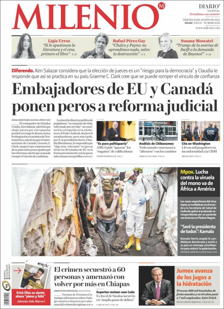 Portada de Milenio (M&eacute;xico)