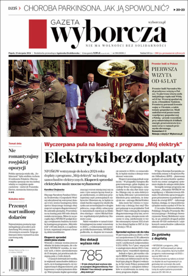 Portada de Gazeta Wyborcza (Polonia)