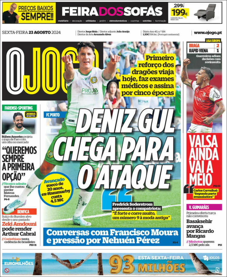 Portada de O Jogo (Portugal)