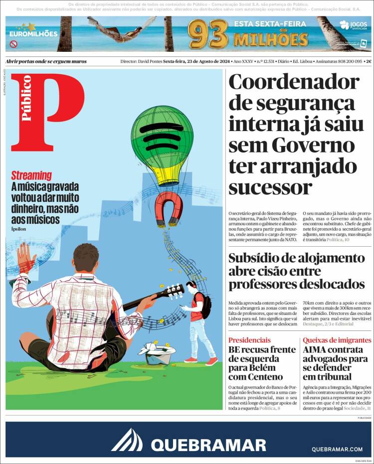 Portada de Público (Portugal)