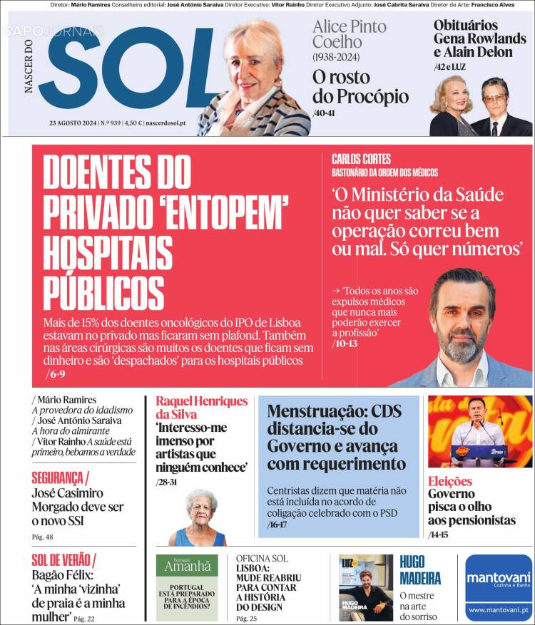 Portada de Jornal Sol (Portugal)