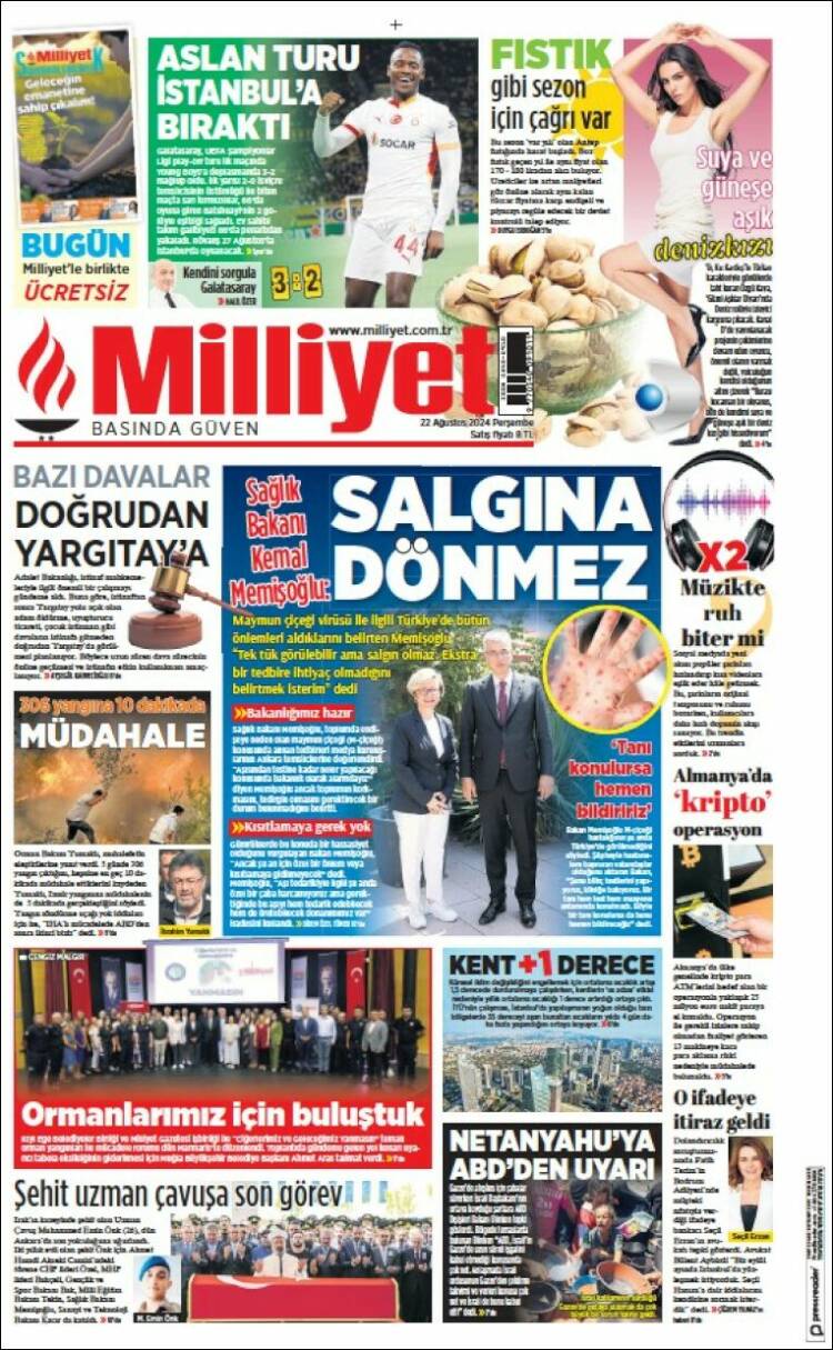 Portada de Milliyet (Turqu&iacute;a)
