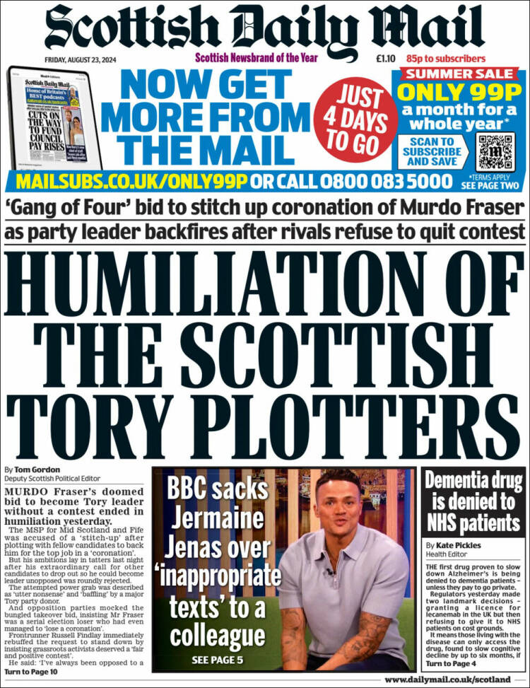 Portada de Scottish Daily Mail (Reino Unido)