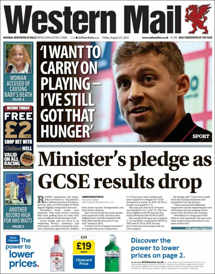 Portada de Western Mail (Reino Unido)