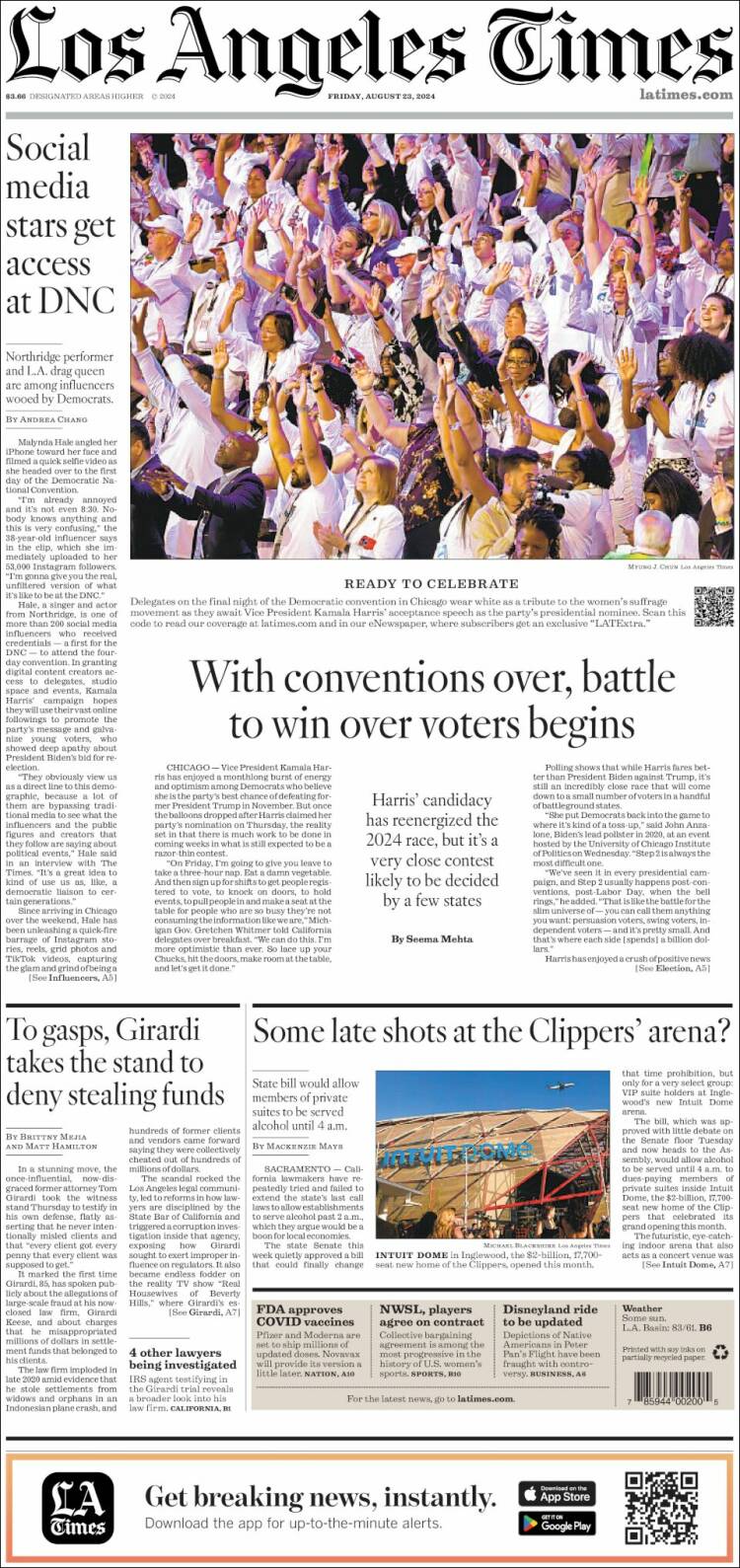 Portada de Los Angeles Times (USA)