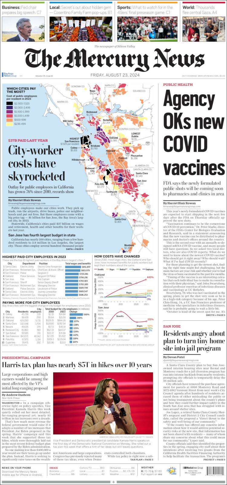 Portada de San Jose Mercury News (USA)