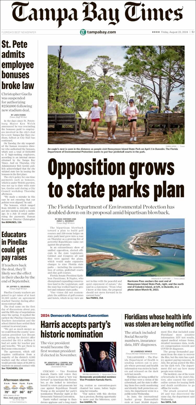 Portada de Tampa Bay Times (USA)