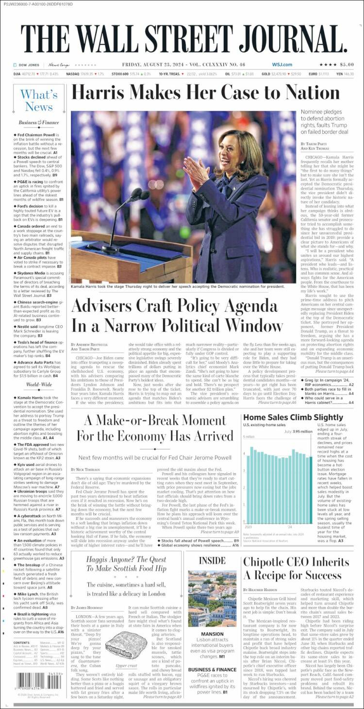 Portada de Wall Street Journal (USA)
